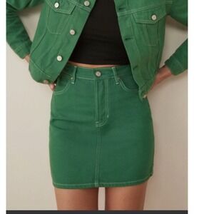 Reformation Jeans Cowboy High Rise Mini Skirt 23 layered boho festival staple‎